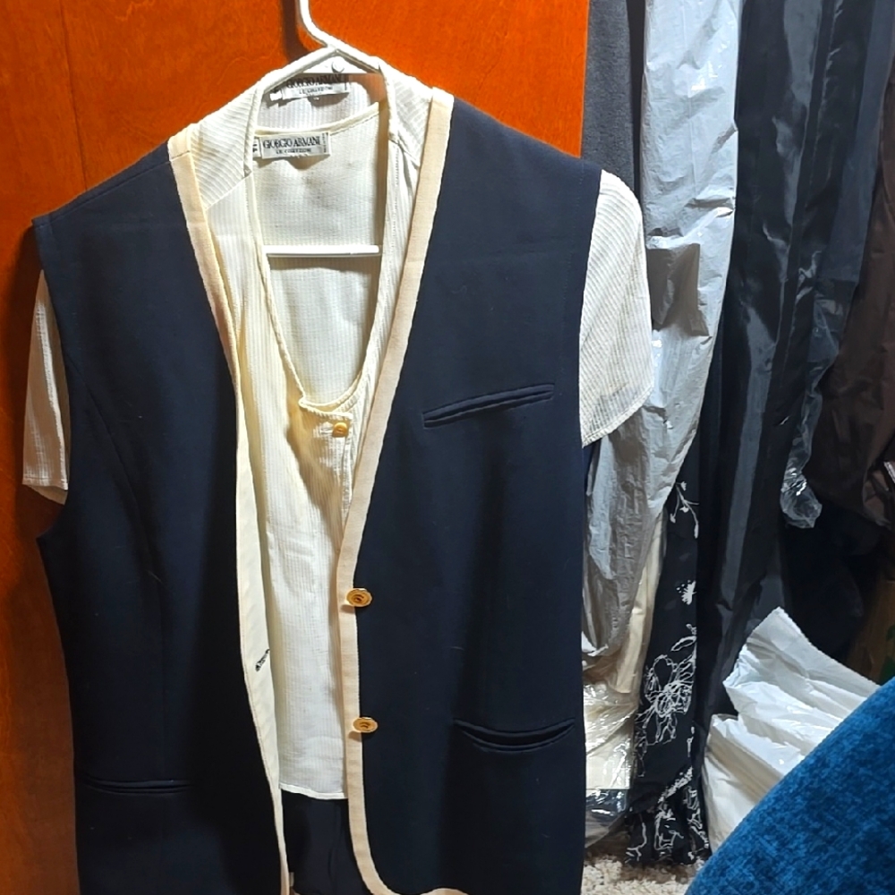 Giorgio Armani vintage Blue Vest with Cream shirt